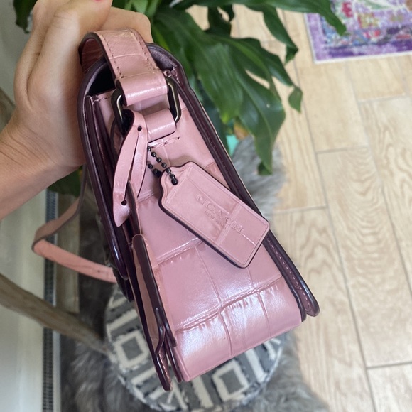 Coach pink embossed croc studio shoulder crossbody bag - Picture 8 of 13